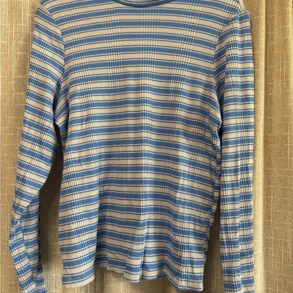 PINK Victoria's Secret Blue and White Striped Long Sleeve Tee
